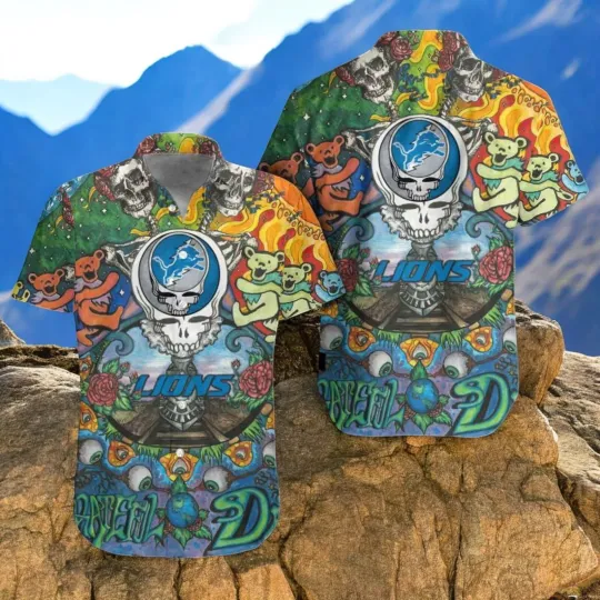 Detroit Lions Hawaiian Shirt Grateful Dead Hawaiian Shirt