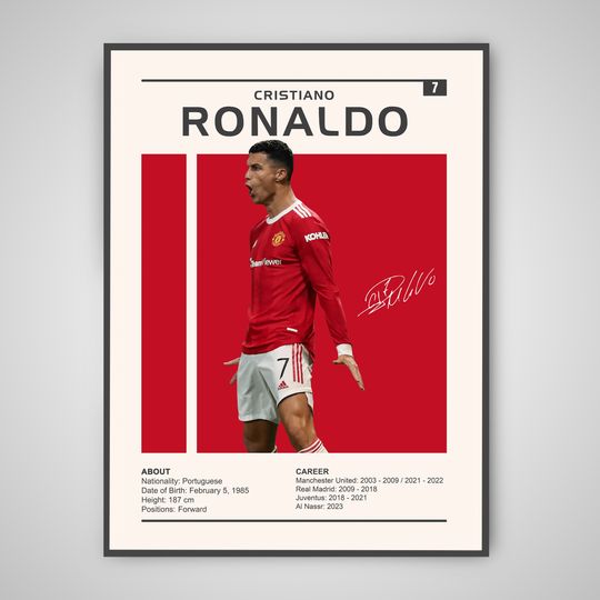 Cristiano Ronaldo Print, Cristiano Ronaldo Poster, Football Gift, Sports Poster, Argentina Soccer Poster, Soccer Wall Art, Ronaldo Poster
