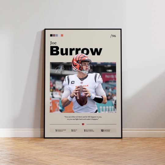 Joe Burrow Poster, Cincinnati Bengals Wall Art, football Print, Football Fan Gift
