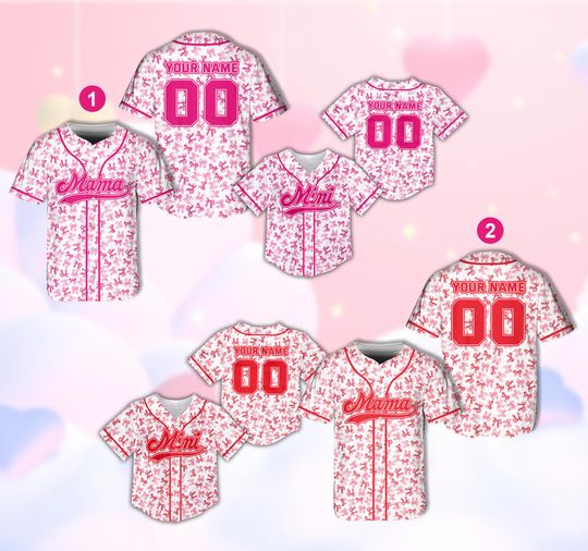 Personalized Mama And Mini Valentines Day Baseball Jersey, Custom Baseball Jersey