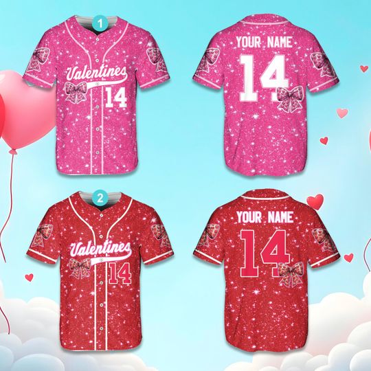 Personalized Coquette Bow Valentine's Baseball Jersey