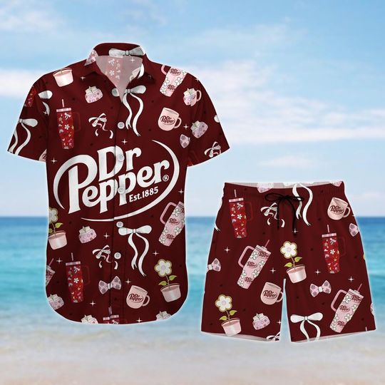Dr Pepper Hawaiian Shirt, Soda Drink Hawaiian Shirt, Drinking Holiday Hawaiian Shirt