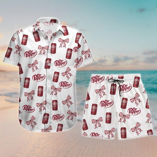 Pink Bow Coquette Dr Pepper Hawaiian Shirt, Dr Pepper Lover Hawaiian Shirt