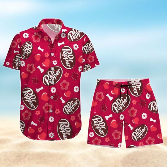 Dr Pepper Valentines Hawaiian Shirt, Dr Pepper Love Hawaii Shirt, Soda Beach Hawaiian Shirt