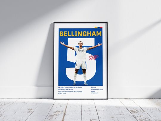 Jude Bellingham Poster,Bellingham, Real Madrid poster,Soccer Art Print,Madrid Bellingham,Football Player Poster, Soccer Wall Art,Bellingham