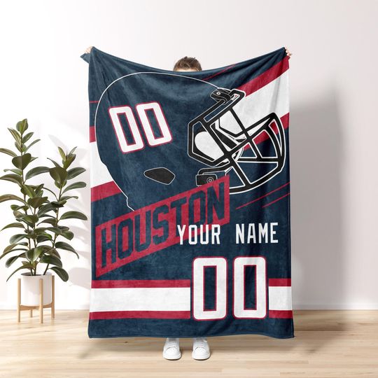 Houston Football Personalized Blanket,Vintage Houston Football Blanket,Houston Blanket,Houston Texan Fans Gift, Sunday Football