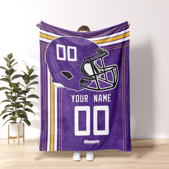 Minnesota Football Personalized Blanket, The Vikes Blanket, Vintage Minnesota Blanket, Viking Blanket, Minnesota Fan Gift