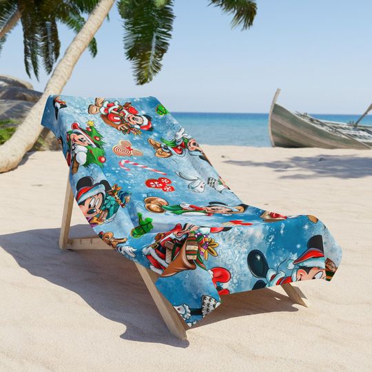 Festive Mickey Mouse Beach Towel | Holiday, Summer Pool, Vacation, Gift for Disney Fans, Kids & Adults