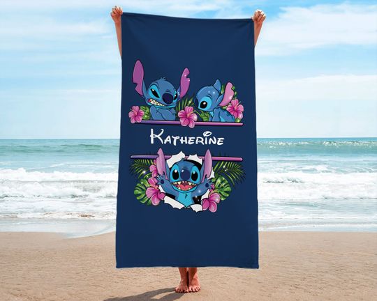 Stitch Beach Towel, Custom Beach Towel, Disney, Custom Stitch, Disney Trip, Birthday Gift,  Christmas, Halloween Gift, Personalization Gift