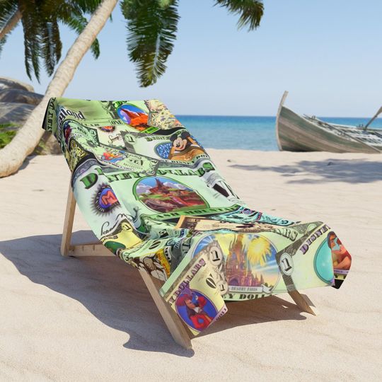 Discover Beach Towel Artwork of Disneyland Resort Park Vintage Disney Dollars