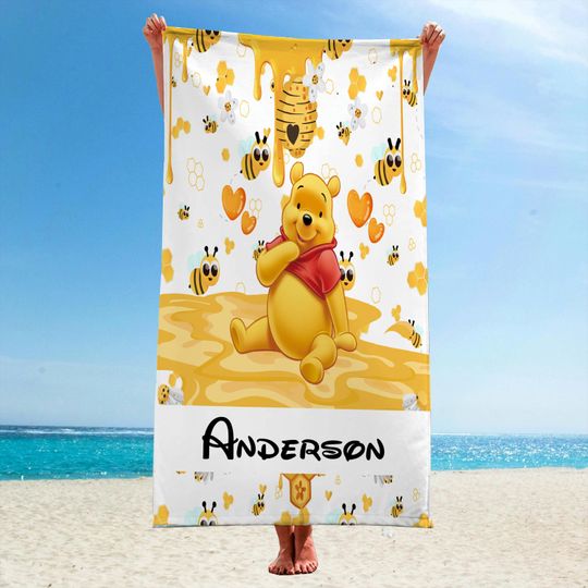 Personalized Winnie the Pooh Towel, Pooh Bear Towel, Christmas Gifts, Winnie Birthday Gifts, Kids Name Towel, Baby Gift,Disney Towel