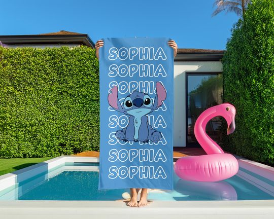Stitch Beach Towel, Custom Beach Towel, Disney, Custom Stitch, Disney Trip, Birthday Gift, Christmas, Halloween Gift, Personalization Gift