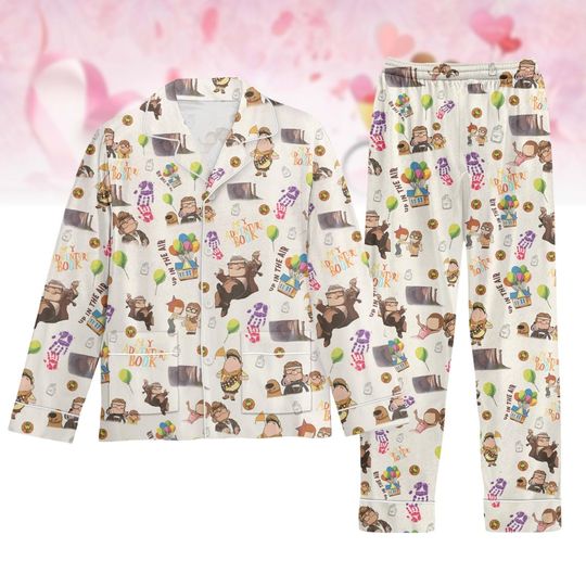 Carl And Ellie Valentine Pajamas, Adventure Book Pj Set, Disney Pixar Up Couple Matching Sleepwear, Up Movie Couple Pajamas