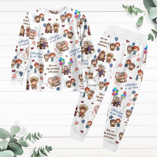 Carl And Ellie Long Sleeve Pajamas Set, Up Movie Valentine Pajamas, Disney Couple Pajamas Pants, Pajamas For Party, Valentines Day Gift