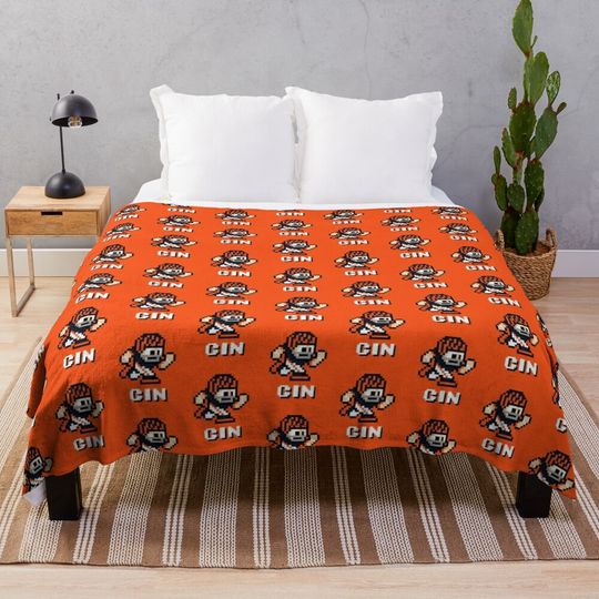 Cincinnati Bengals (Tecmo Super Bowl Football Player) Throw Blanket