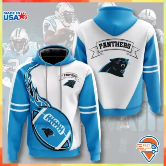 Carolina Panthers Premium Hoodie Blue Flame Balls Pullover All Over Printed Gift