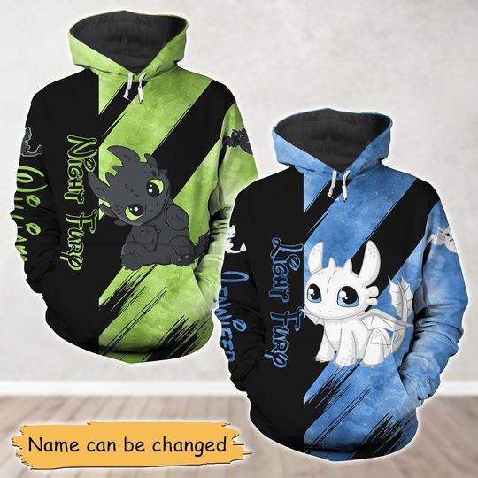 Custom Night Fury And Light Fury Couple 3D Hoodie, Disney Toothless Couple 3D Hoodie