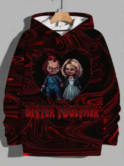 Chucky Tiffany Horror Couple Better Together Valentine's Day 3D Hoodie