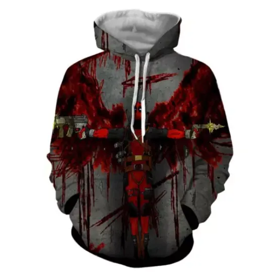Deadpool Guns Holding Bloody Wings Dope Let's Fvcking Go 3D Hoodie