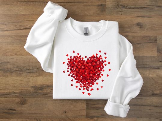 Valentines Day Sweatshirt, Valentines Day Shirt For Women, 3D Heart Design Shirt, Cute Valentine Shirt, Valentines Day Gift, Mother's Day