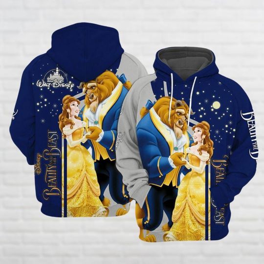 Beauty And The Beast 3D Hoodie, Disney Princess 3D Hoodie, Bella Princess 3D Hoodie
