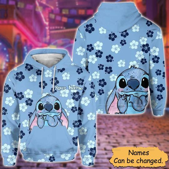 Stitch Flower Ohana 3D Hoodie