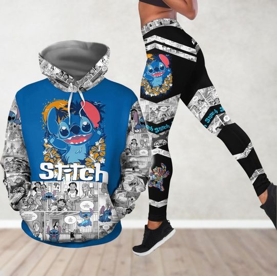 Cute Stitch 3D Hoodie Leggings, Disney Lilo And Stitch 3D Hoodie Leggings