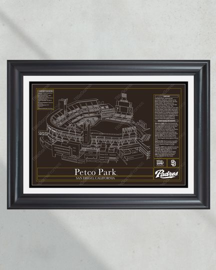 Discover San Diego Padres Petco Park Stadium Ballpark Blueprint Baseball Wall Art (NO FRAMED)