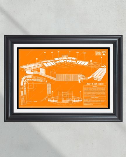 Tennessee Lindsey Nelson Stadium Blueprint: College Baseball Wall Art (NO FRAMED)