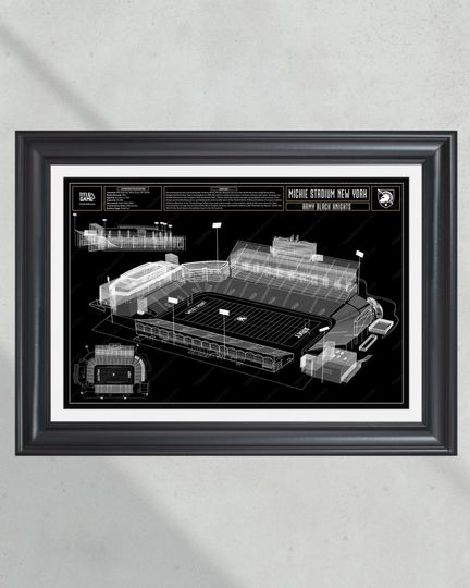 Army Black Knights Michie Stadium Blueprint: Military Academy Football Wall Art (NO FRAMED)