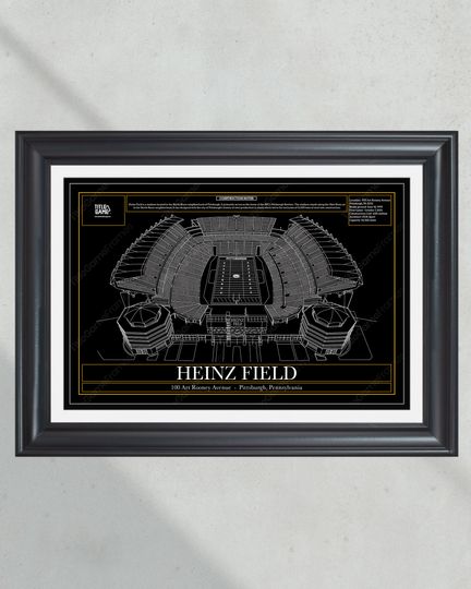 Pittsburgh Steeler Heinz Field Stadium Blueprint Football Print (NO FRAMED)