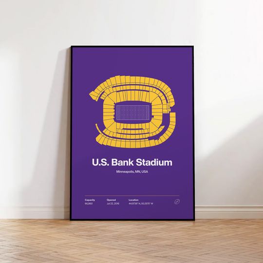 Minnesota Vikings Poster, US Bank Stadium Print, football Poster, Football Gifts, Sports Bedroom Posters