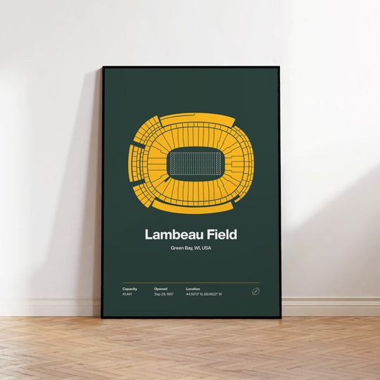 Green Bay Packers Poster, Lambeau Field Stadium Print, Sports Fan Print Gift for Him