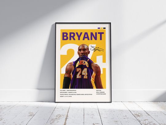 Kobe Bryant Poster, Kobe Bryant, LA Lakers Poster, NBA Poster, Sports Poster, NBA Fans,Basketball Gift, Sports Bedroom Posters