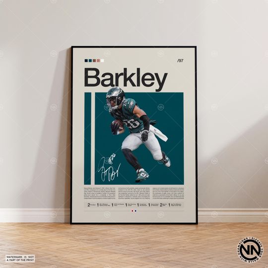 Saquon Barkley Poster, Philadelphia Eagles Print, football Poster, Sports Poster, football Fans, Football Poster
