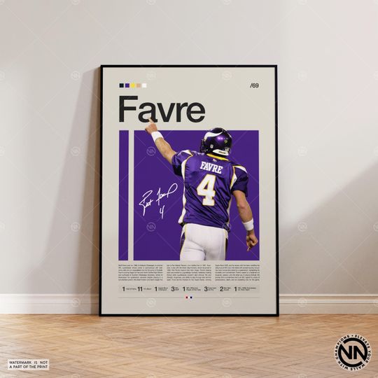 Brett Favre Poster, Minnesota Vikings Print, football Poster, Sports Poster, football Fans, Football Poster
