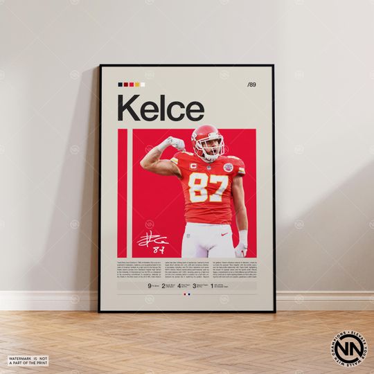 Travis Kelce Poster, Kansas City Chief Poster, football Poster, Sports Poster, Football Poster