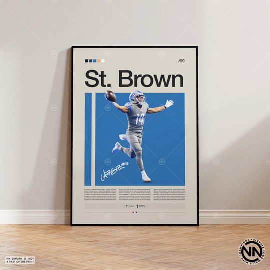 Amon-Ra St. Brown Poster, Detroit Lions Print, football Poster, Sports Poster, football Fans, Football Poster