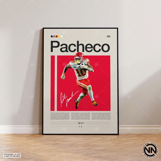 Isiah Pacheco Poster, Kansas City Chiefs Print, football Poster, Sports Poster, football Fans, Football Poster