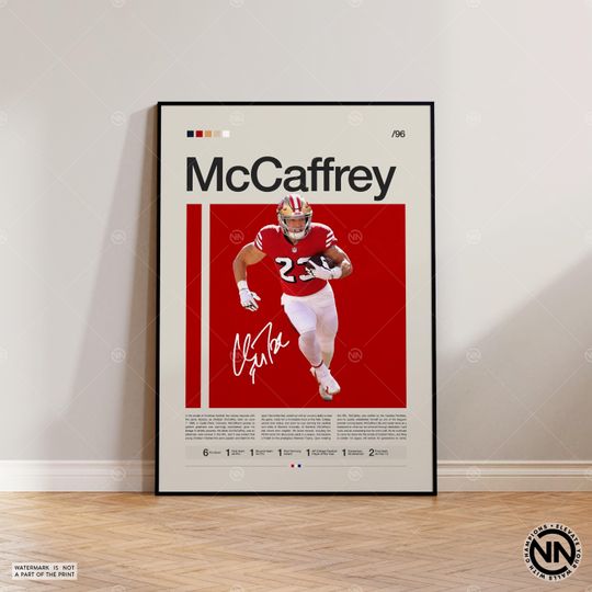Christian McCaffrey Poster, San Francisco 49ers, football Poster, Sports Poster, football Fans, Football Poster