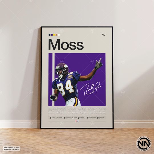 Randy Moss Poster, Minnesota Vikings Print, football Poster, Sports Poster, Football Poster