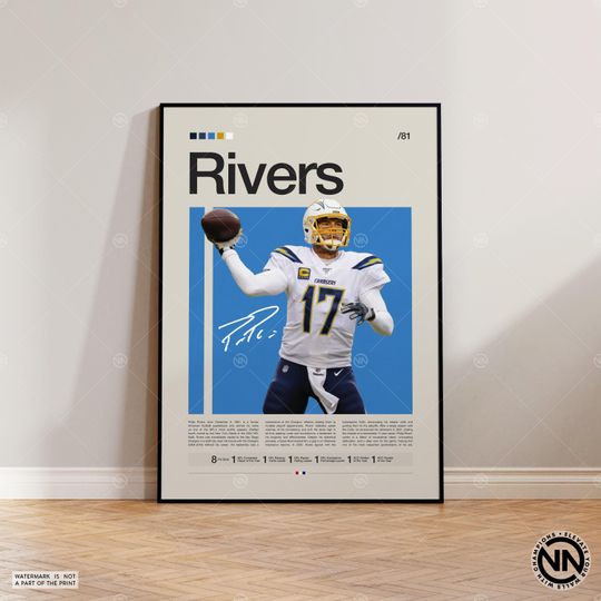 Philip Rivers Poster, Los Angeles Chargers Print, football Poster, Sports Poster, football Fans, Football Poster