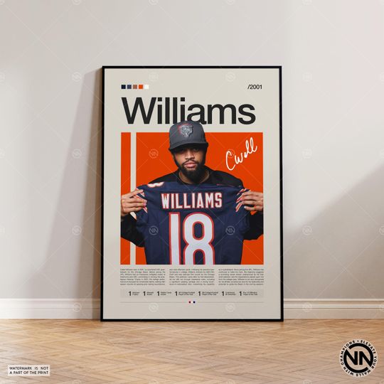 Caleb Williams Poster, Chicago Bears Print, football Poster, Sports Poster, football Fans, Football Poster