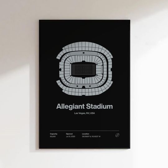 Las Vegas Raiders Football Print, Allegiant Stadium Poster,  Sport Fan Gift for Him or Her