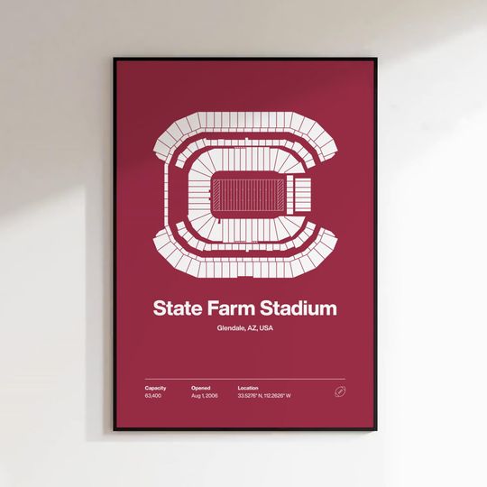 Arizonna Cardinals Poster, State Farm Stadium Print, football Poster, Mid Century Modern, Football Wall Art, Fan Gift, Sport Bedroom Posters