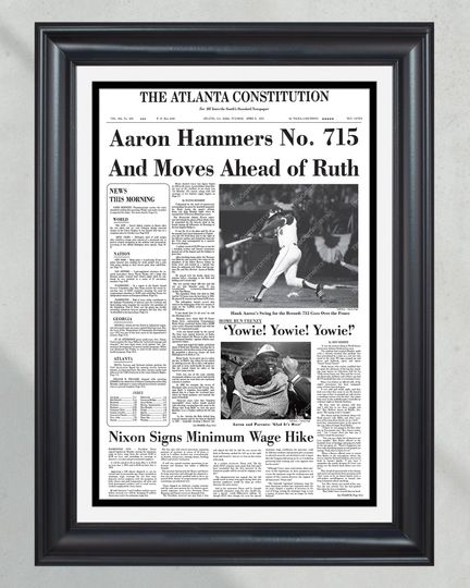1974 Hank Aaron Record Home Run #715 (NO FRAMED) Poster