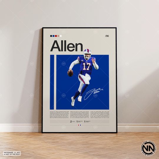 Josh Allen Poster, Buffalo Bills Poster, football Poster, Sports Poster, football Fans, Football Poster