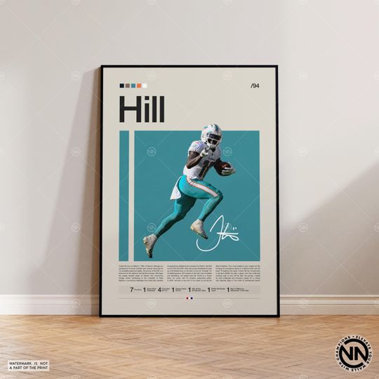 Tyreek Hill Poster, Miami Dolphins Print, football Poster, Sports Poster, football Fans, Football Poster