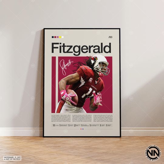 Larry Fitzgerald Poster, Arizonna Cardinals Print, football Poster, Sports Poster, football Fans, Football Poster
