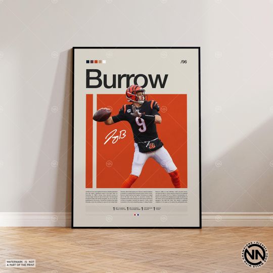 Joe Burrow Poster, Cincinnati Bengals Poster, football Poster, Sports Poster, Football Poster